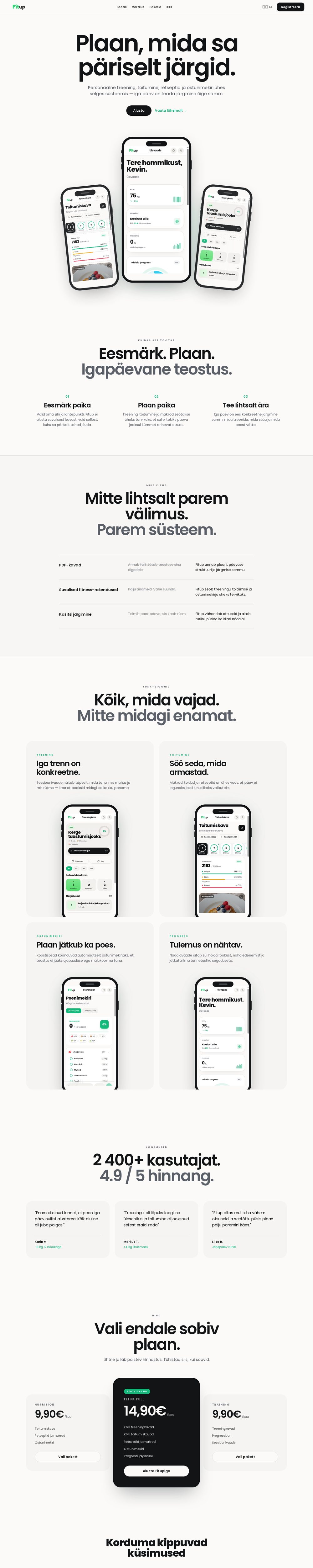 Fitup koduleht sülearvuti ekraanil